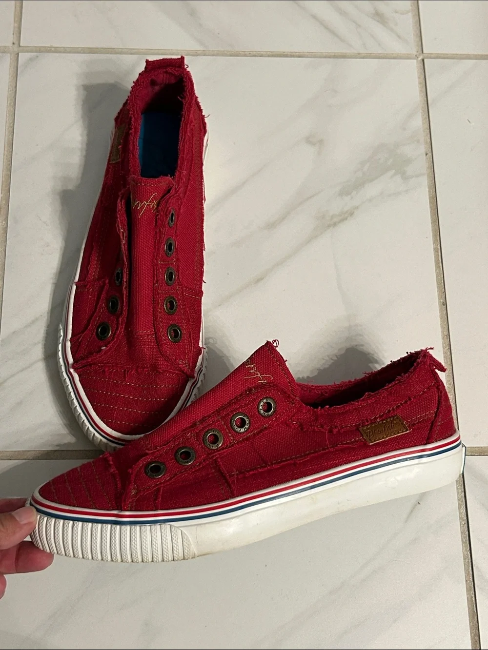 Blowfish Crimson Frayed Slip-On Canvas Sneakers